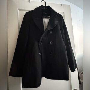 Calvin Klein Women’s Double Breasted Black Wool Peacoat